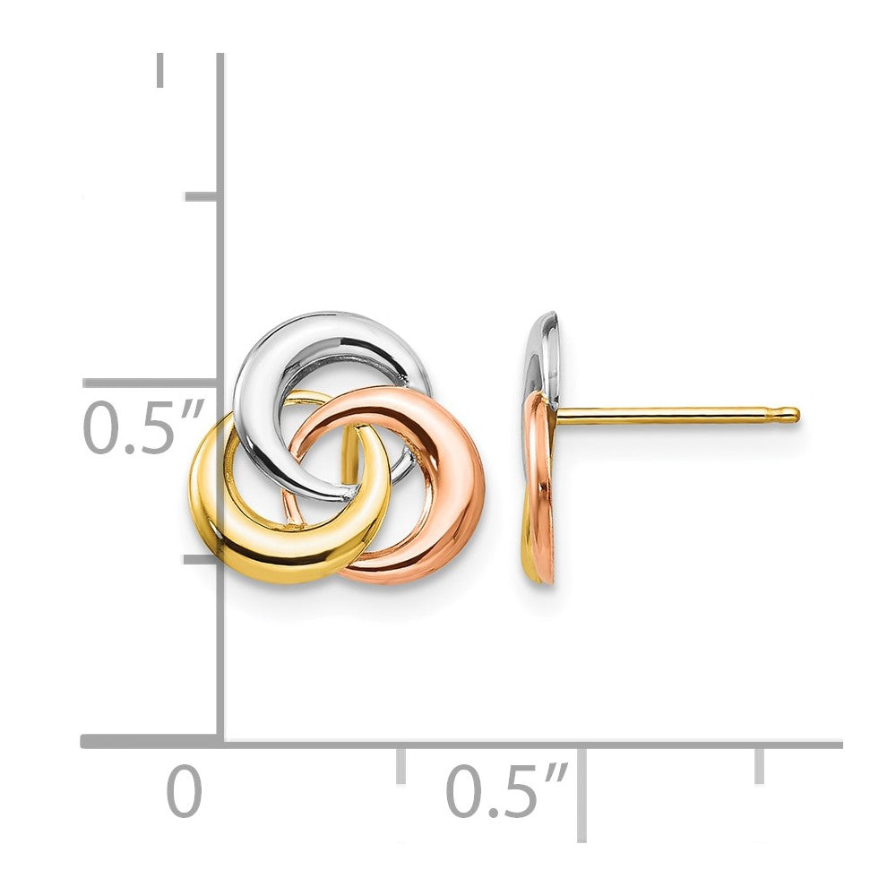 14k Tri-color Madi K 3-Circle Post Earrings