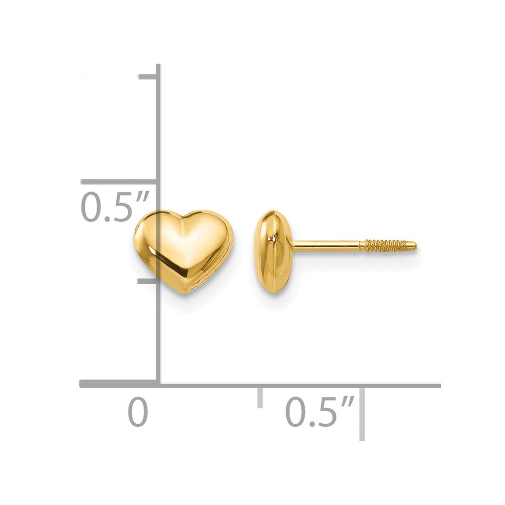 14k Madi K Small 6mm Puffed Heart Childrens Screwback Post Earrings