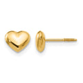 14k Madi K Small 6mm Puffed Heart Childrens Screwback Post Earrings