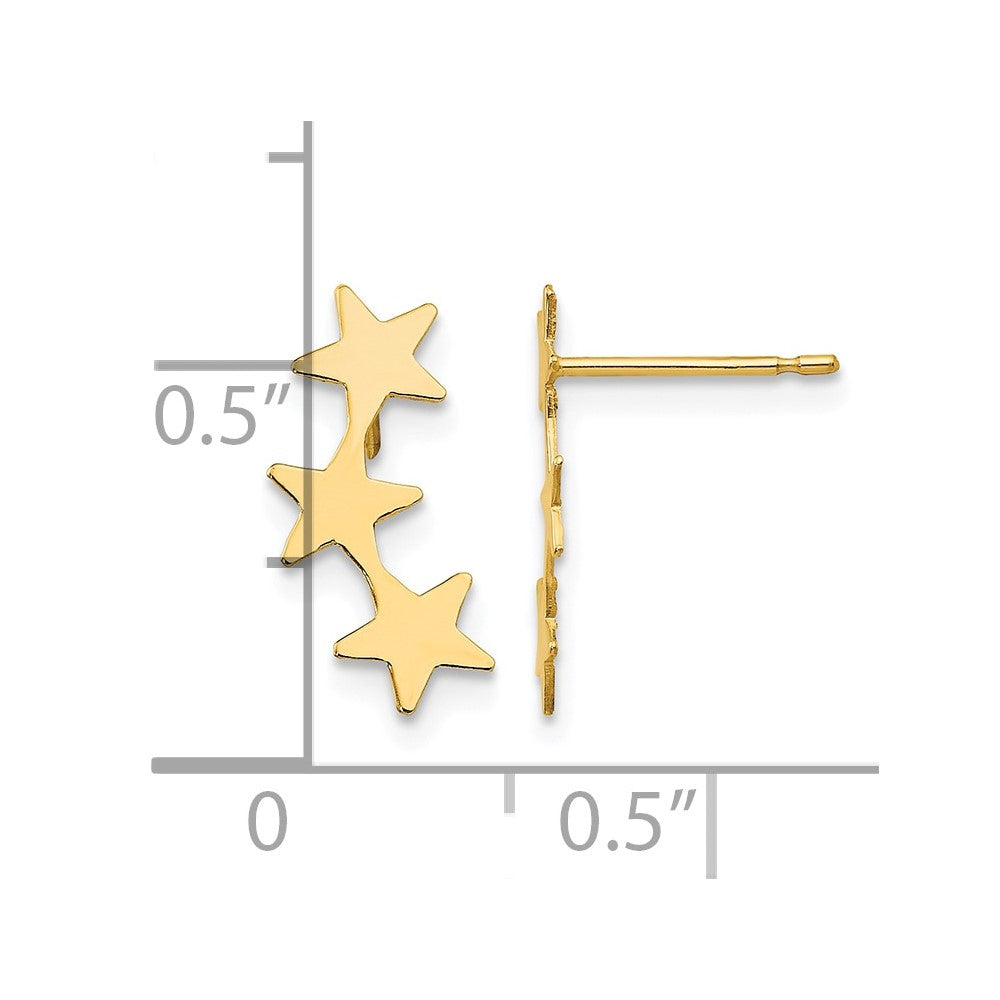 14k Madi K Polished 3-Star Childrens Post Earrings