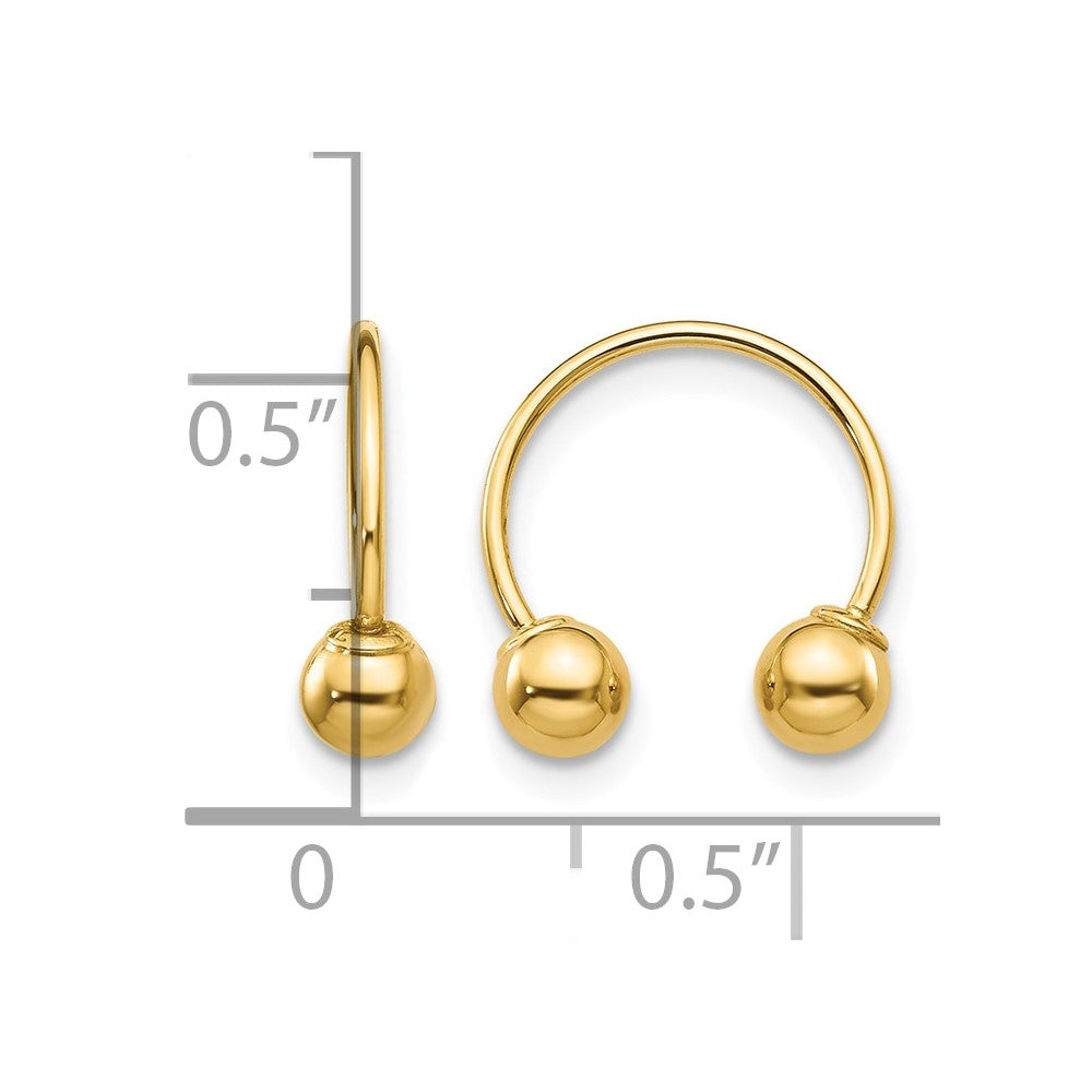 14k Madi K 12mm Half Hoop with 4mm Screw-on Bead Pair of Earrings