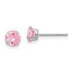 14k White Gold Madi K 5mm Round Pink CZ Post Earrings
