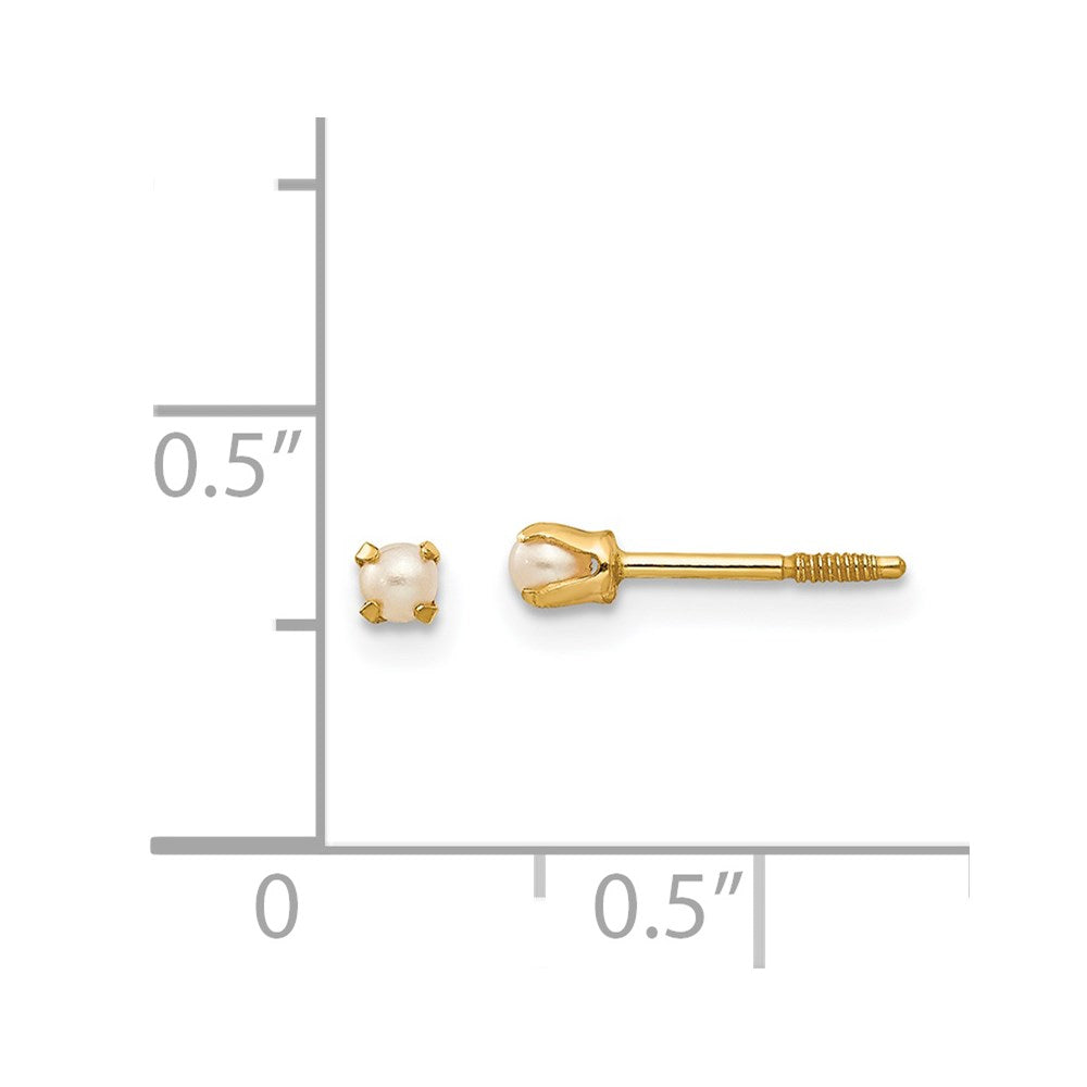 14k Madi K Baby 1-2mm White Round Freshwater Cultured Pearl Screwback Post Earrings