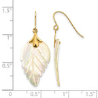 14k Madi K Mother of Pearl Leaf Dangle French Hook Earrings