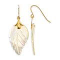 14k Madi K Mother of Pearl Leaf Dangle French Hook Earrings
