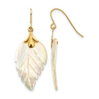 14k Madi K Mother of Pearl Leaf Dangle French Hook Earrings