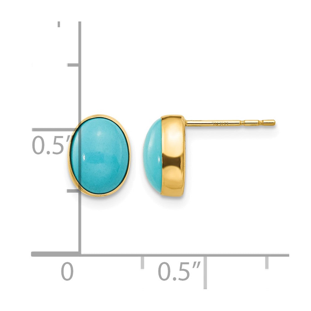 14k Madi K Bezel Set Oval Turquoise Post Earrings