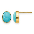 14k Madi K Bezel Set Oval Turquoise Post Earrings