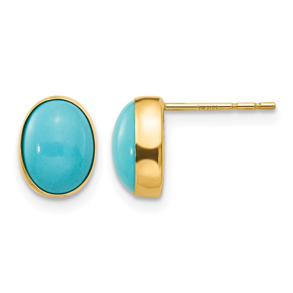 14k Madi K Bezel Set Oval Turquoise Post Earrings