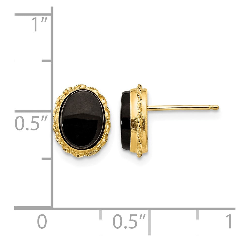 14k Madi K Bezel Oval Onyx Earrings