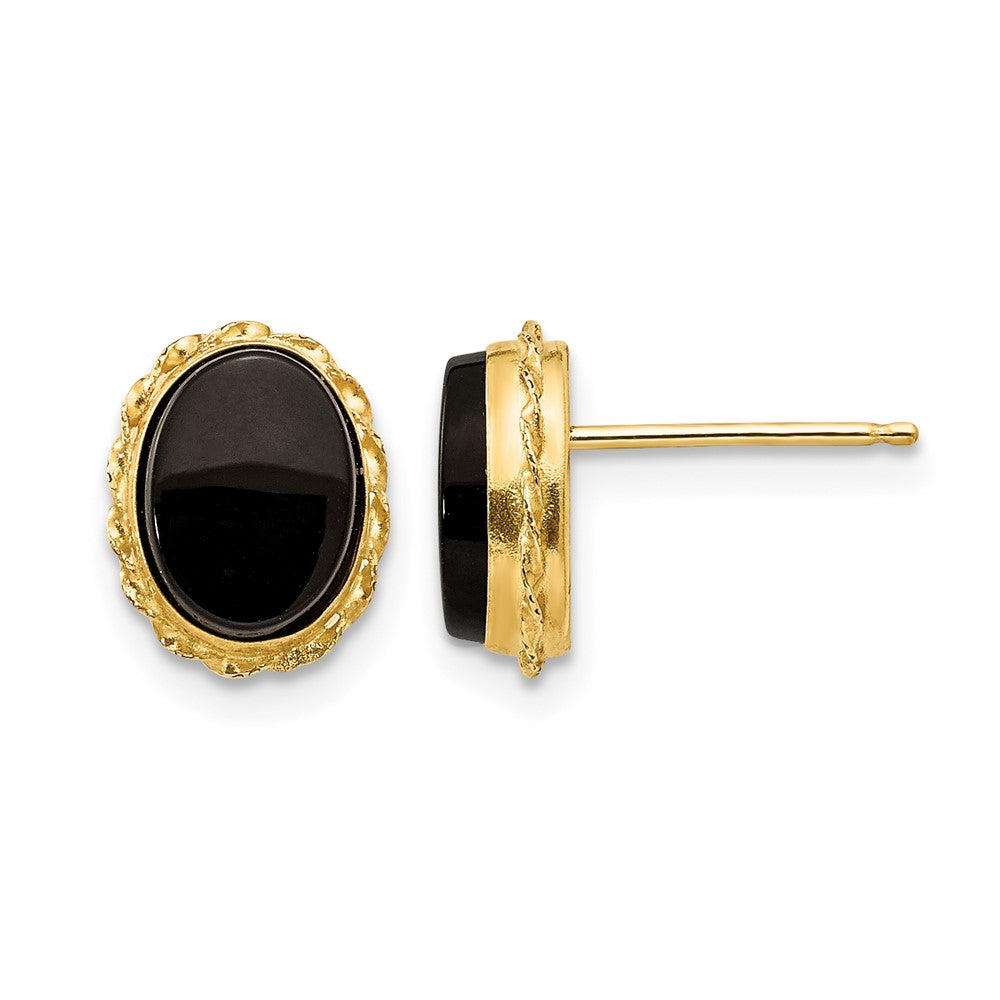 14k Madi K Bezel Oval Onyx Earrings