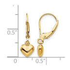 14k Madi K Puffed Polished Heart Drop Childrens Leverback Earrings