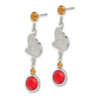 NHL Ottawa Senators Silver-tone Red & Orange Crystal Post Dangle Earrings