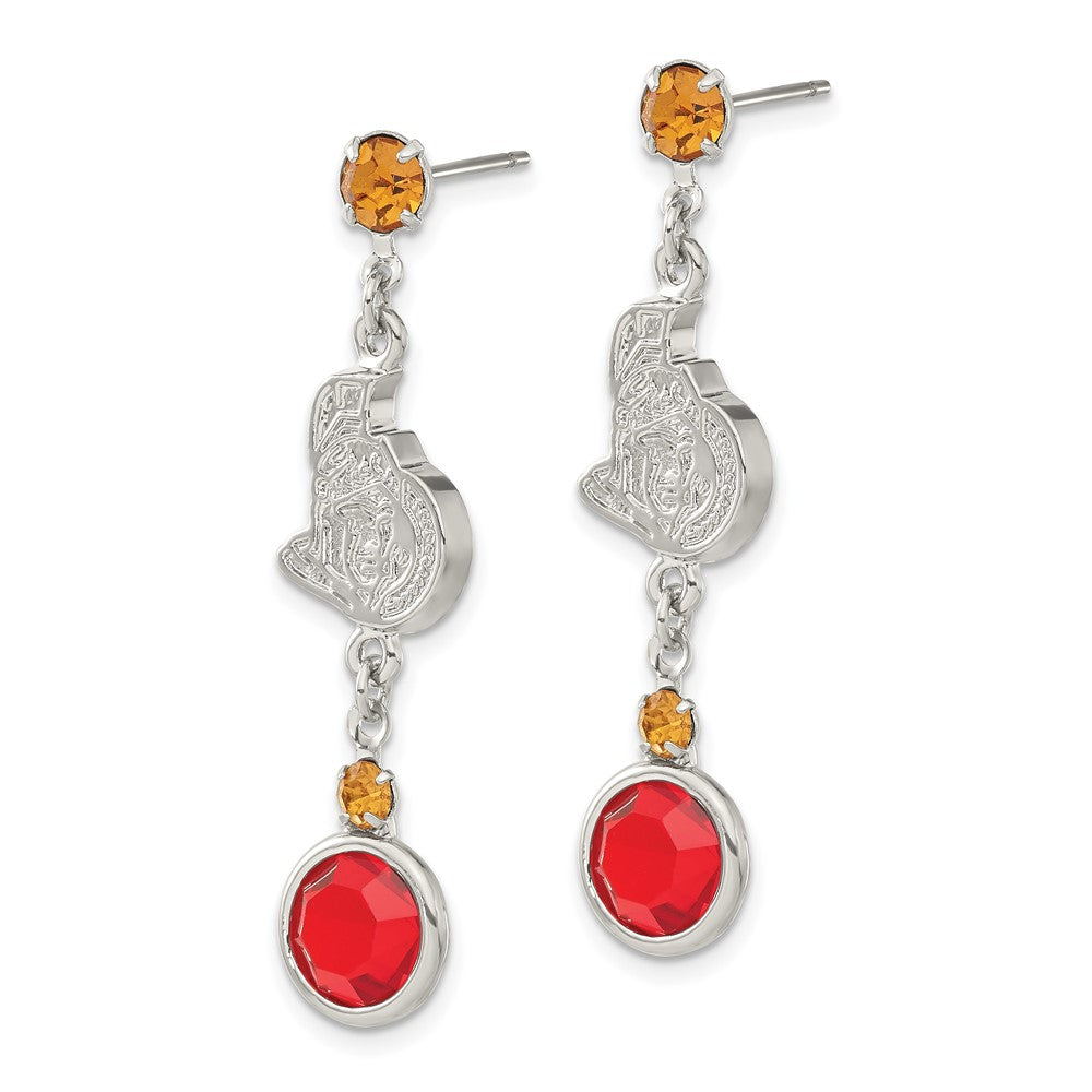 NHL Ottawa Senators Silver-tone Red & Orange Crystal Post Dangle Earrings