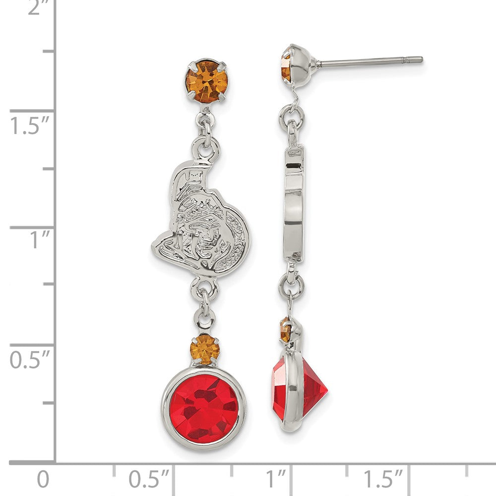 NHL Ottawa Senators Silver-tone Red & Orange Crystal Post Dangle Earrings