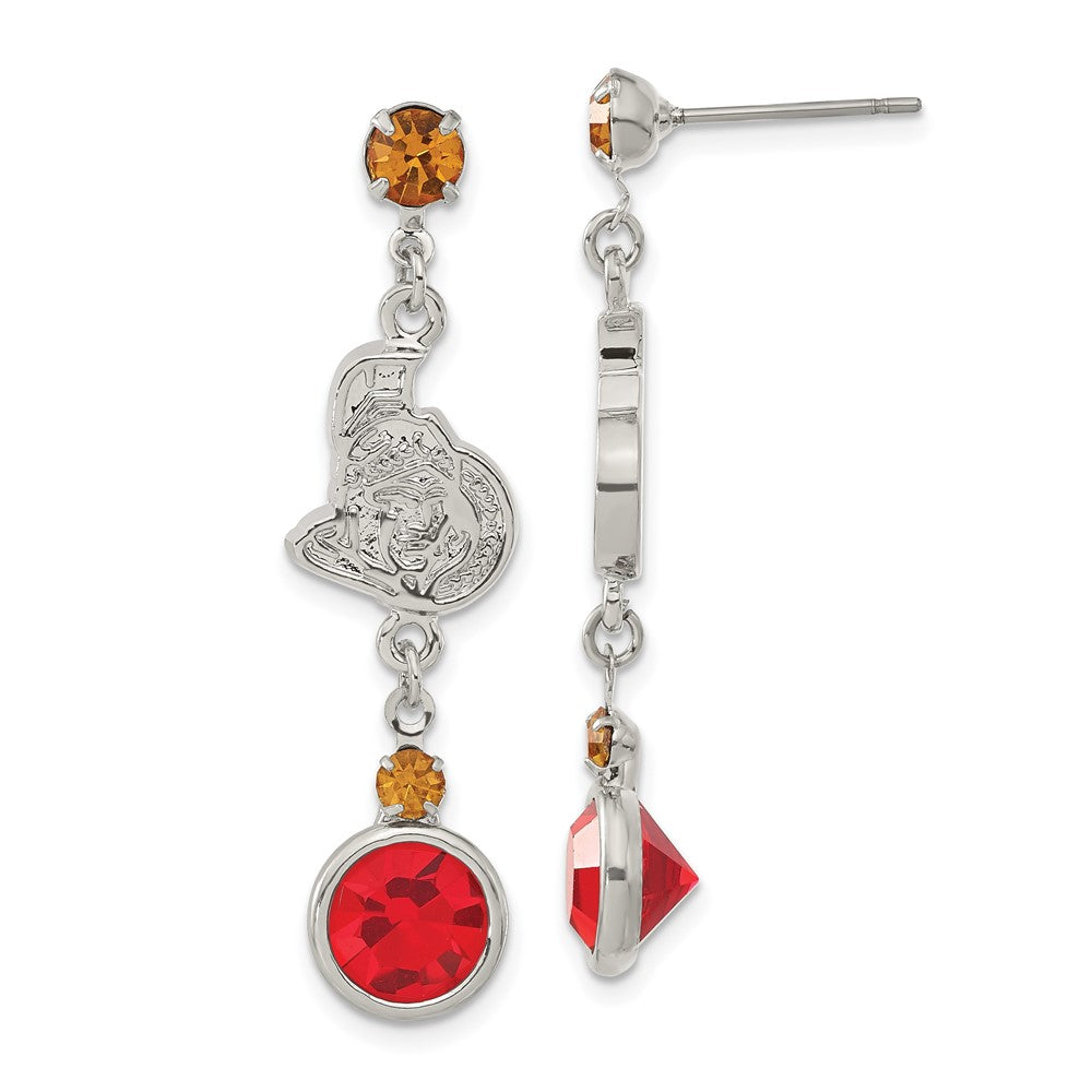 NHL Ottawa Senators Silver-tone Red & Orange Crystal Post Dangle Earrings