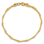14k with White Rhodium Polished Diamond-cut X-and-Heart 7 inch Bracelet