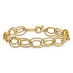 14K Polished 11mm Fancy Double Oval Link 7.5 inch Bracelet