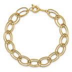 14K Polished 11mm Fancy Double Oval Link 7.5 inch Bracelet