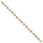 14K Two-tone Hammered Hearts 7 inch Bracelet