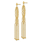 14K Fringe Beaded Chain Dangle French Hook Earrings