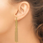 14K Fringe Beaded Chain Dangle French Hook Earrings