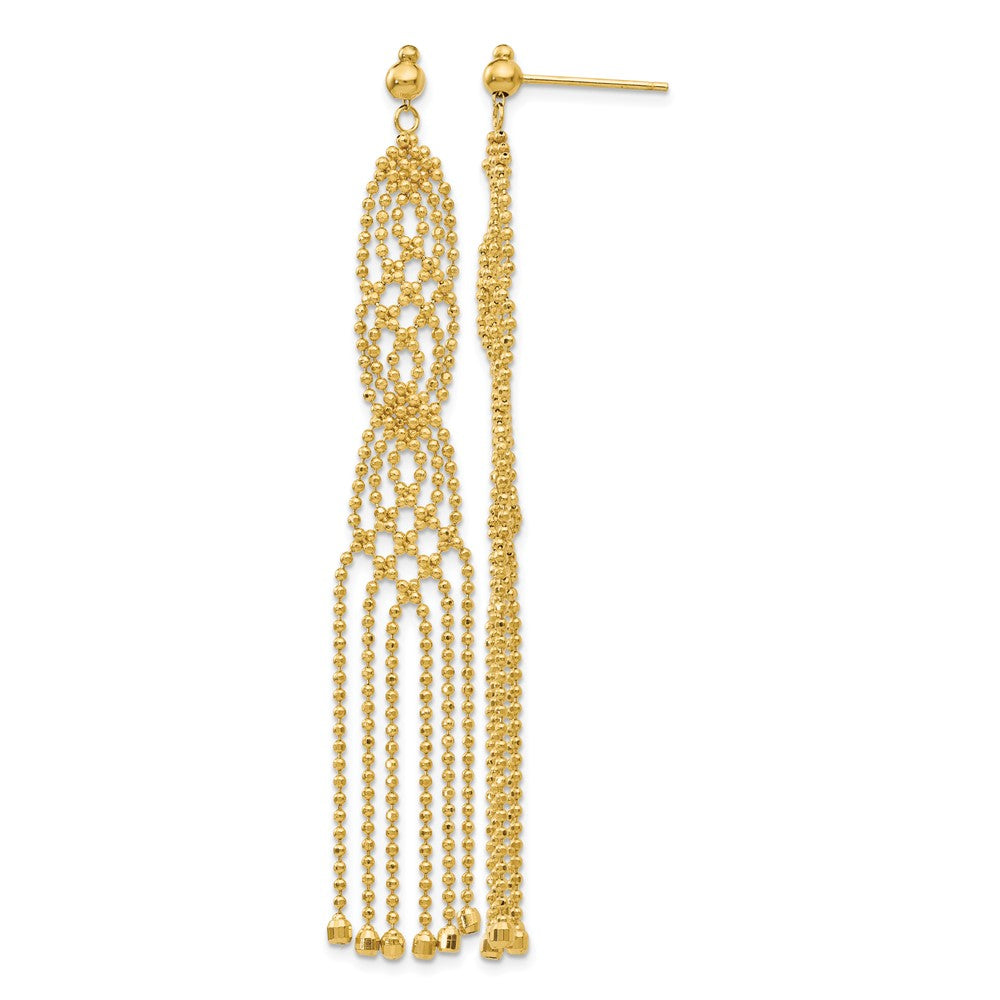 14K Fringe Beaded Chain Dangle French Hook Earrings