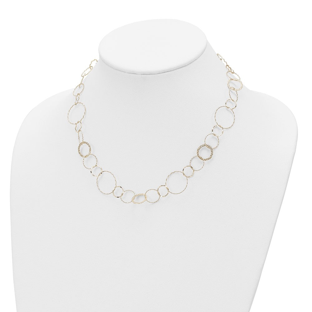 14K Polished Diamond-cut and Textured Circles Necklace