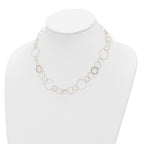 14K Polished Diamond-cut and Textured Circles Necklace
