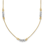 14K Two-Tone Mirror Beaded 18 inch Station Necklace