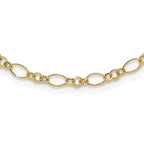 14k Polished 3mm Fancy Oval and Round Link 18 inch Necklace