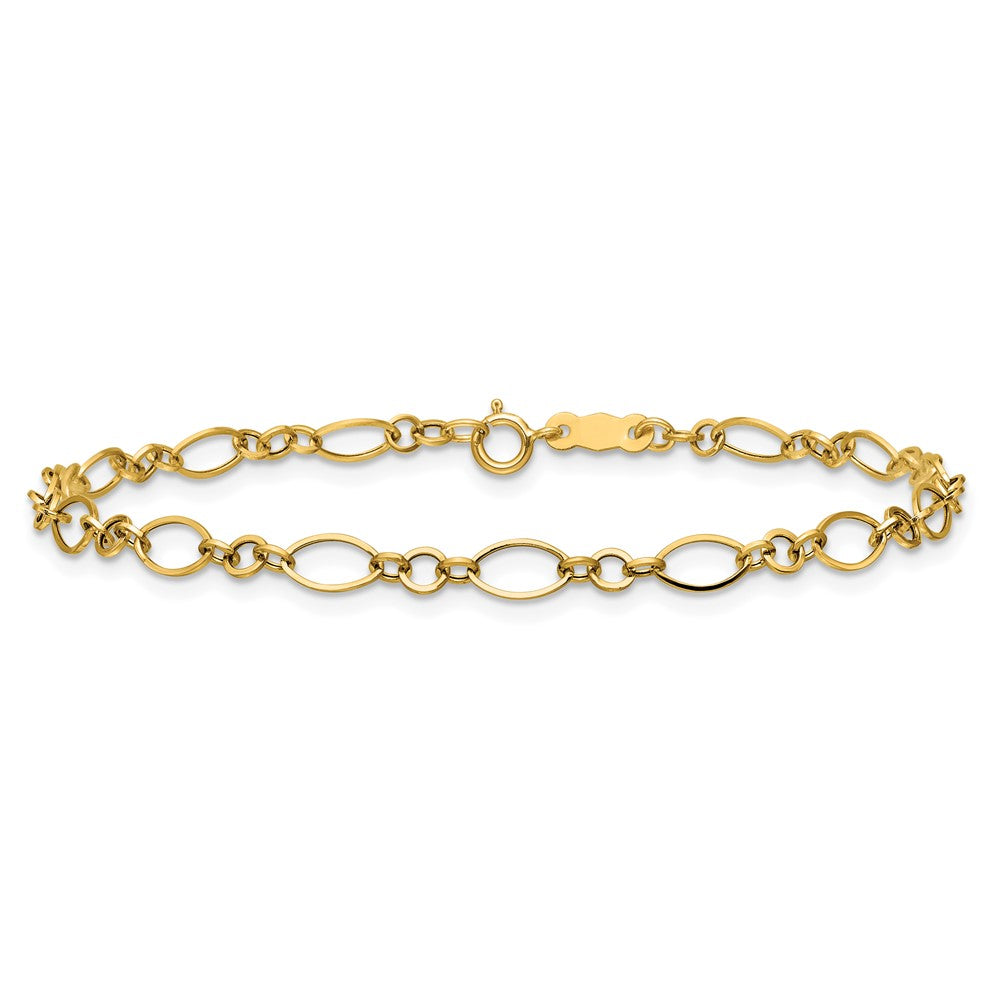 14k Polished 3mm Fancy Oval and Round Link 7.25 inch Bracelet