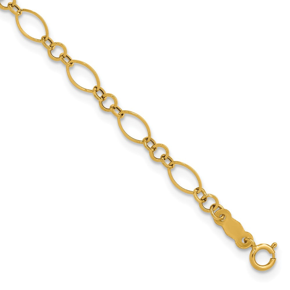 14k Polished 3mm Fancy Oval and Round Link 7.25 inch Bracelet
