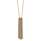 14k Tri-color Dangle Chain 16 inch Necklace Plus 2 inch Extender