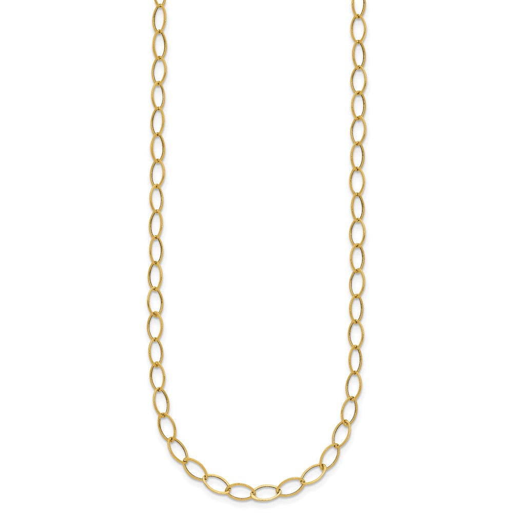 14k Polished 4mm Fancy Oval Link 18 inch Necklace
