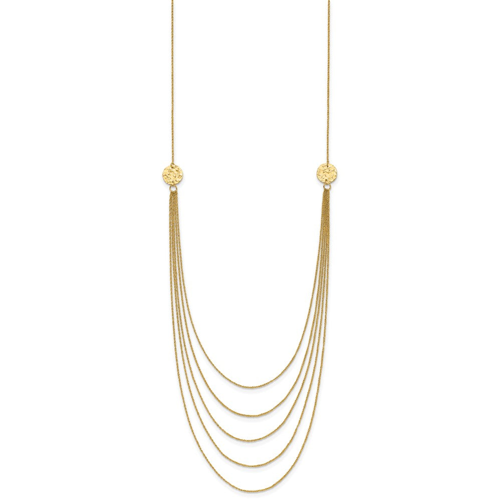 14K 5-Layer Ropa Chain Bib with Textured Side Circles 18 inch Necklace