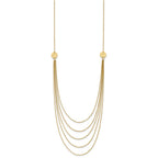 14K 5-Layer Ropa Chain Bib with Textured Side Circles 18 inch Necklace
