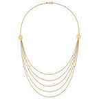 14K 5-Layer Ropa Chain Bib with Textured Side Circles 18 inch Necklace