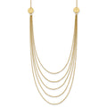 14K 5-Layer Ropa Chain Bib with Textured Side Circles 18 inch Necklace