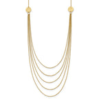 14K 5-Layer Ropa Chain Bib with Textured Side Circles 18 inch Necklace