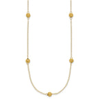 14k Polished Textured Beads 7-Station 18 inch Necklace