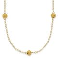 14k Polished Textured Beads 7-Station 18 inch Necklace