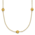 14k Polished Textured Beads 7-Station 18 inch Necklace