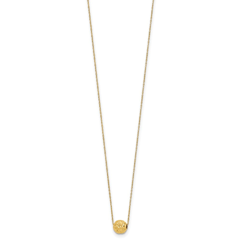 14k Polished Textured 6mm Bead 18 inch Necklace