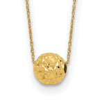 14k Polished Textured 6mm Bead 18 inch Necklace