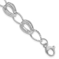 14k White Gold Polished and Textured 11mm Hollow Bracelet Plus Extender