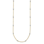 14K Two-tone Ropa Chain and Mirror Beads 16 inch Station Necklace Plus 2 inch Extender