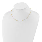 14K Two-tone Ropa Chain and Mirror Beads 16 inch Station Necklace Plus 2 inch Extender