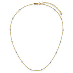14K Two-tone Ropa Chain and Mirror Beads 16 inch Station Necklace Plus 2 inch Extender