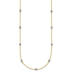 14K Two-tone Diamond-cut Beads 16 inch Station Necklace Plus 2 inch Extender